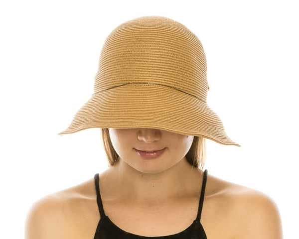 A499-MICROBRAID SUN HAT W/ SCRUNCHED BOW