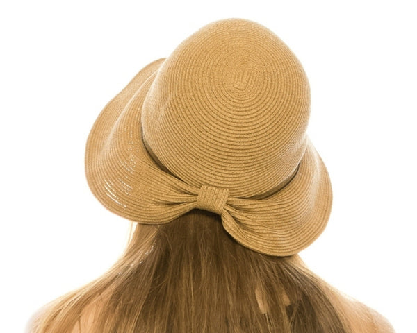 A499-MICROBRAID SUN HAT W/ SCRUNCHED BOW