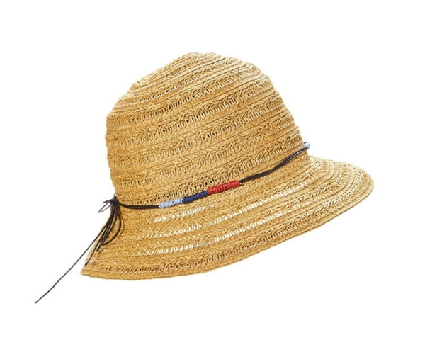 A505-STRAW BUCKET HAT W/ COLORFUL STRAW TIE