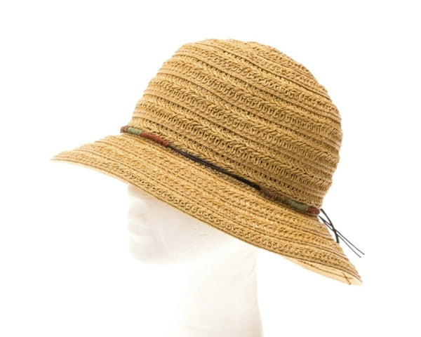 A505-STRAW BUCKET HAT W/ COLORFUL STRAW TIE