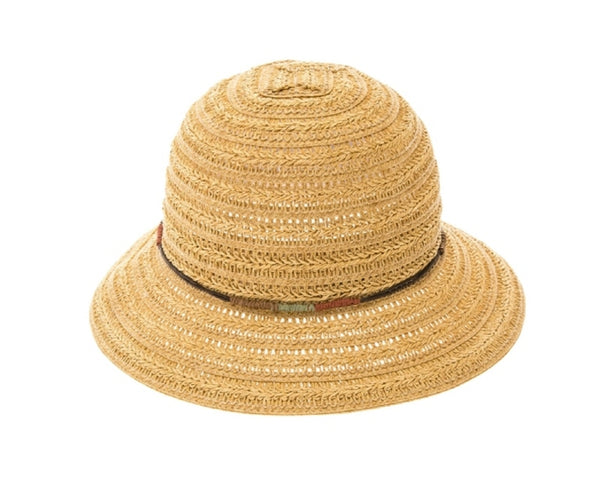 A505-STRAW BUCKET HAT W/ COLORFUL STRAW TIE