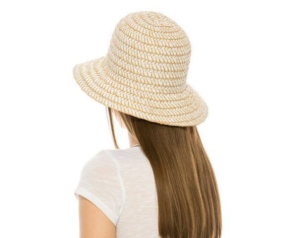 A506-STRAW-STITCHED RIBBON BUCKET HAT