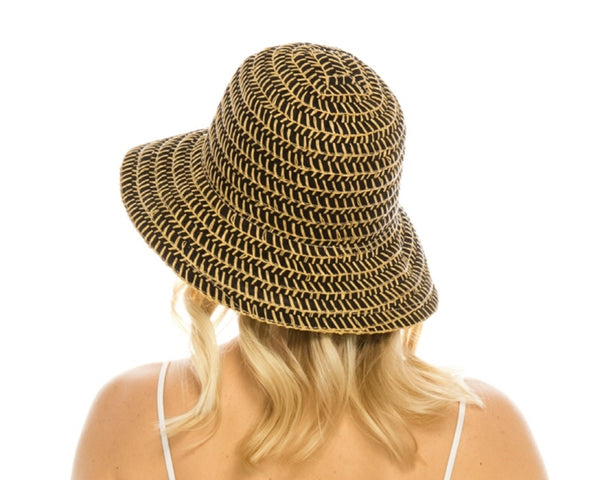 A506-STRAW-STITCHED RIBBON BUCKET HAT