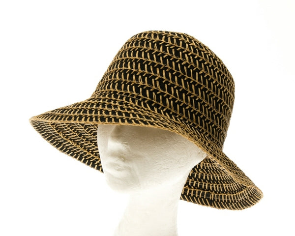 A506-STRAW-STITCHED RIBBON BUCKET HAT