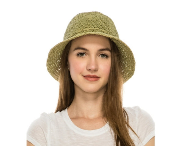 A508-CROCHET STRAW BUCKET HAT