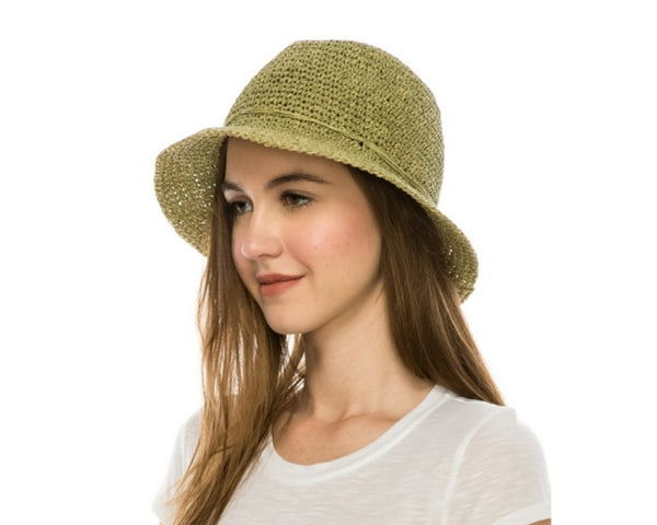 A508-CROCHET STRAW BUCKET HAT