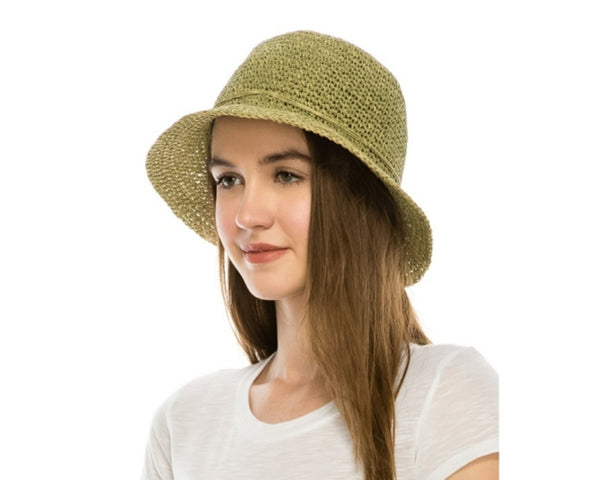 A508-CROCHET STRAW BUCKET HAT