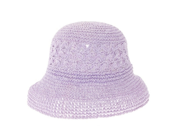 A510-PATTERN CROCHET STRAW BUCKET HAT