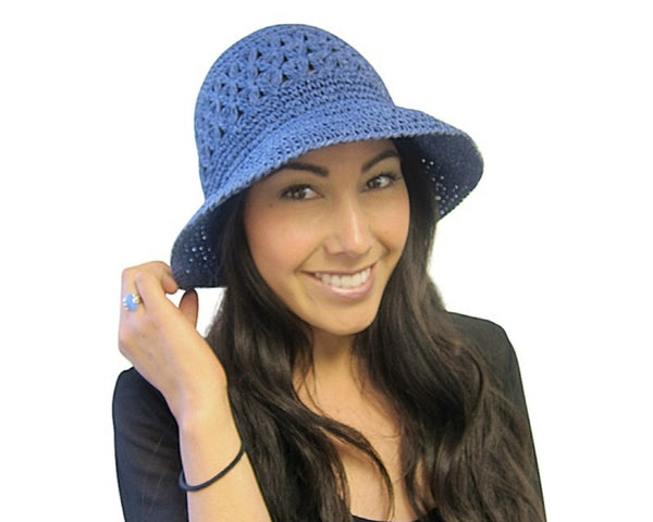 A510-PATTERN CROCHET STRAW BUCKET HAT