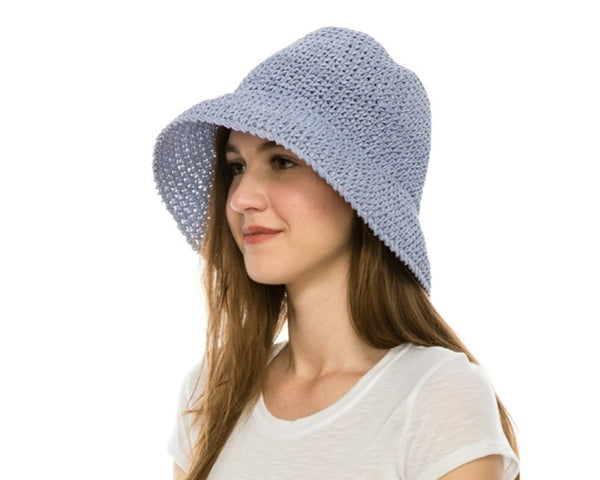 A512-CROCHET STRAW BUCKET HAT