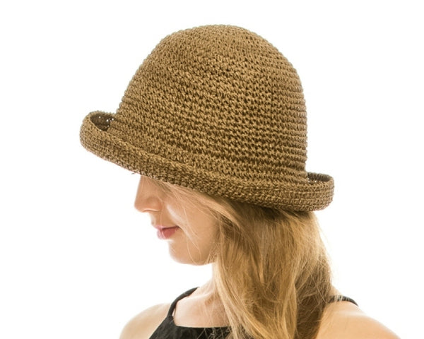 A512-CROCHET STRAW BUCKET HAT