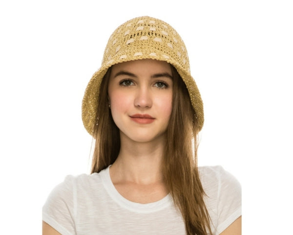 A514-CROCHET STRAW BUCKET HAT