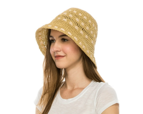 A514-CROCHET STRAW BUCKET HAT