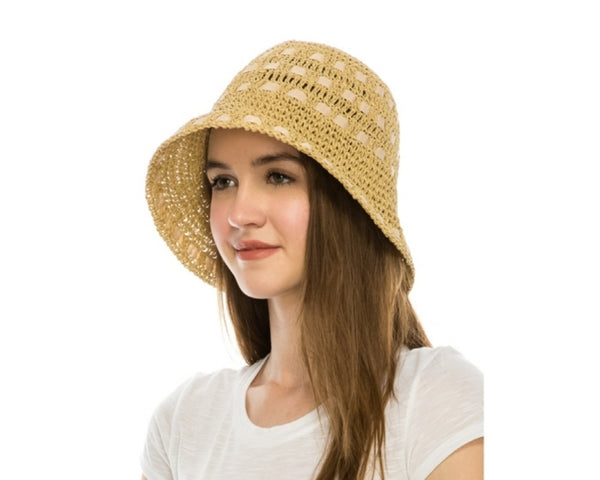 A514-CROCHET STRAW BUCKET HAT