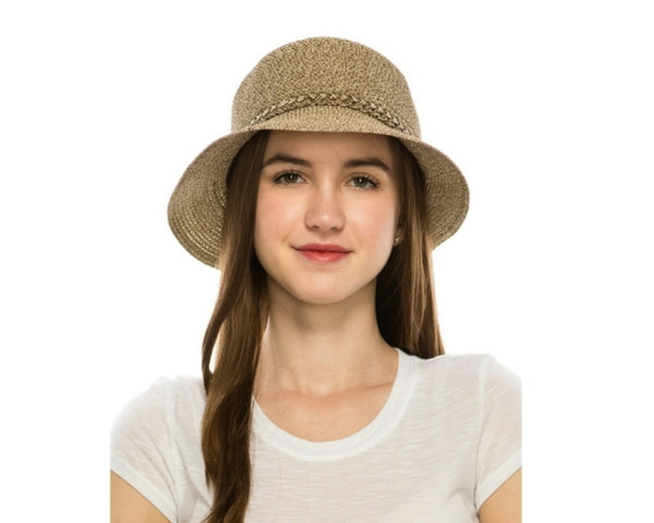 A516-HEATHERED STRAW CLOCHE