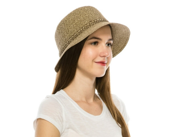 A516-HEATHERED STRAW CLOCHE