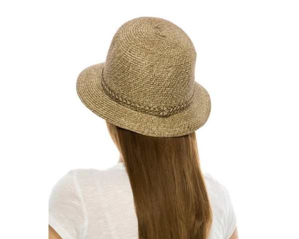 A516-HEATHERED STRAW CLOCHE