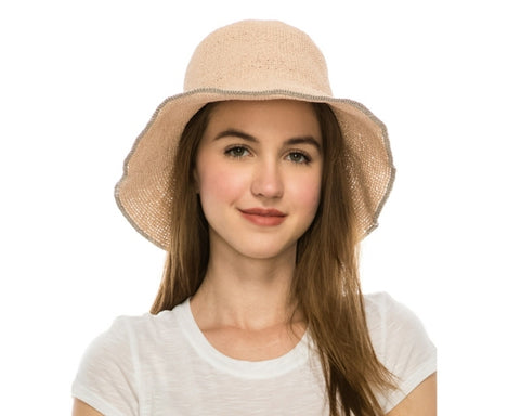 A517-FINE CROCHET STRAW SUMMER HAT