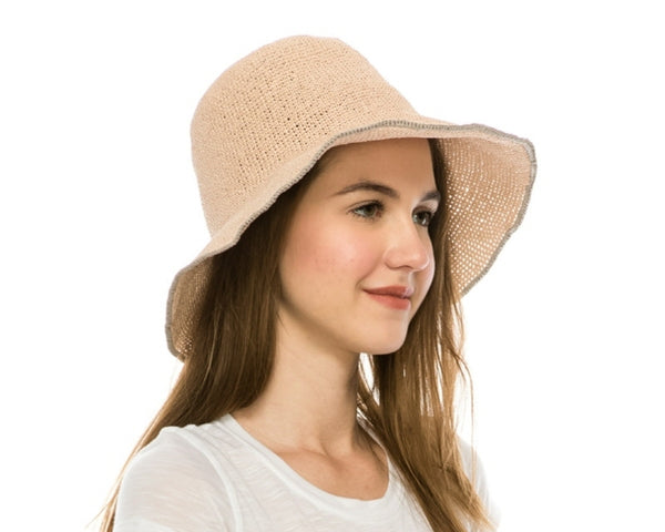 A517-FINE CROCHET STRAW SUMMER HAT