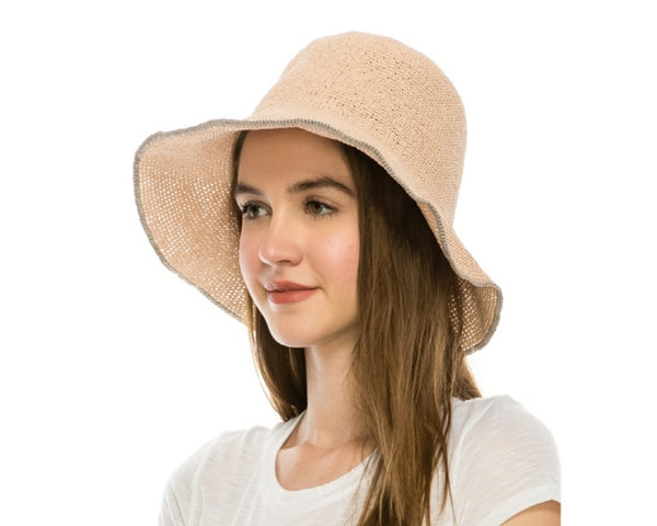 A517-FINE CROCHET STRAW SUMMER HAT