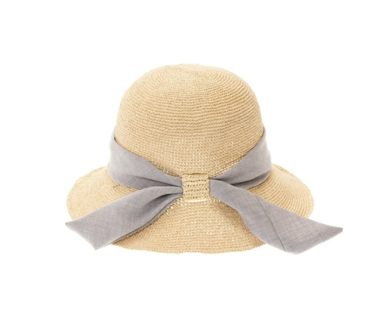 A518-CROCHET TOYO HAT W/ FABRIC SASH