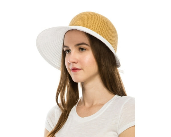 A522-BACKLESS STRAW & RIBBON HAT