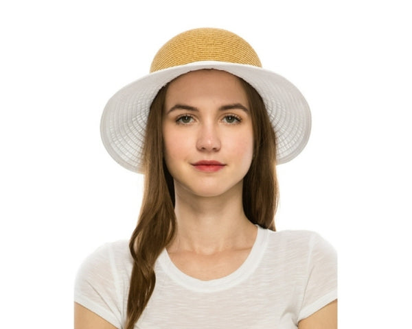 A522-BACKLESS STRAW & RIBBON HAT