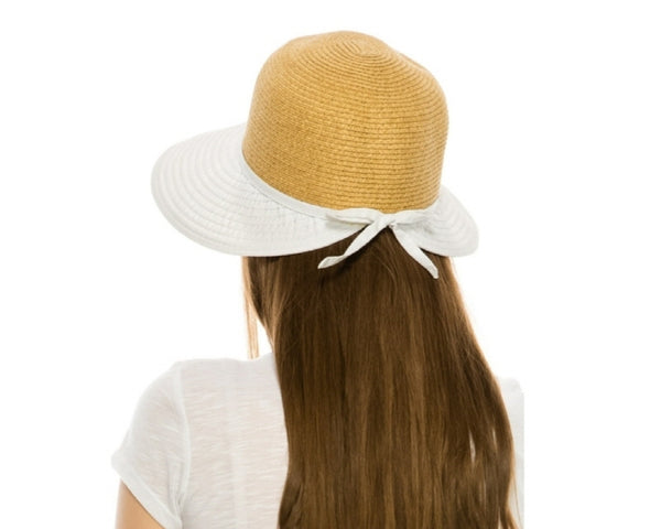 A522-BACKLESS STRAW & RIBBON HAT