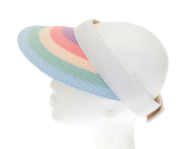 A537-RAINBOW STRIPE STRAW VISOR