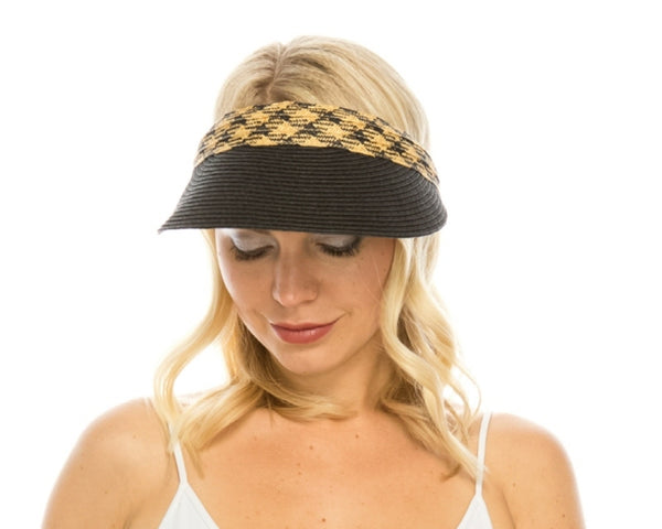 A540-STRAW CLIP VISOR W/ TRIBAL BAND