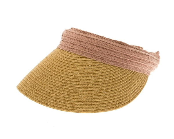 A541-STRAW CLIP VISOR W/ COLOR BAND