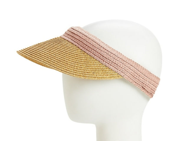 A541-STRAW CLIP VISOR W/ COLOR BAND