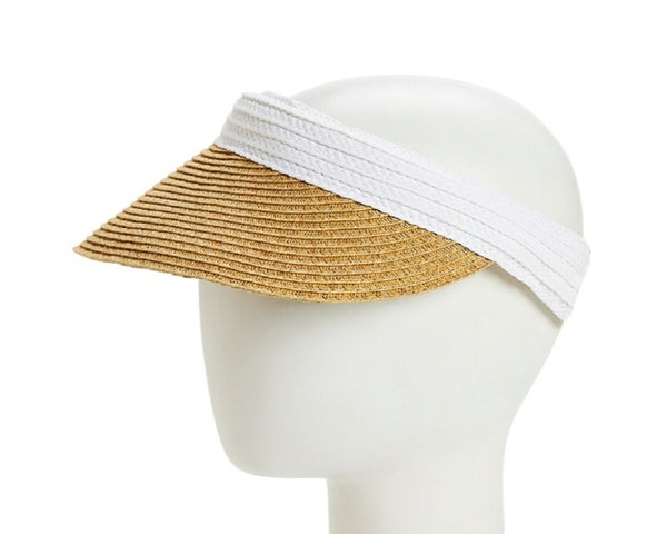 A541-STRAW CLIP VISOR W/ COLOR BAND