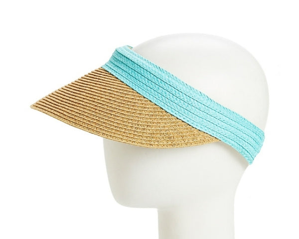 A541-STRAW CLIP VISOR W/ COLOR BAND