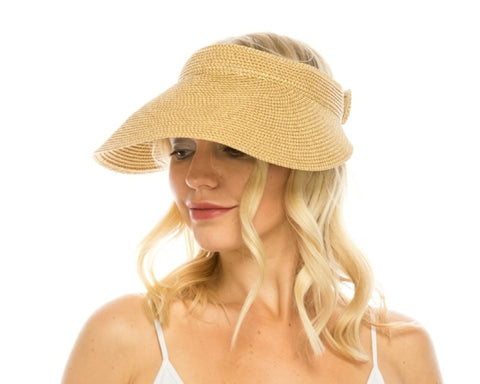 A542-SHIMMERY STRAW VISOR