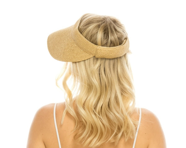 A542-SHIMMERY STRAW VISOR