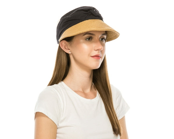 A543-STRETCHY HEADBAND STRAW VISOR