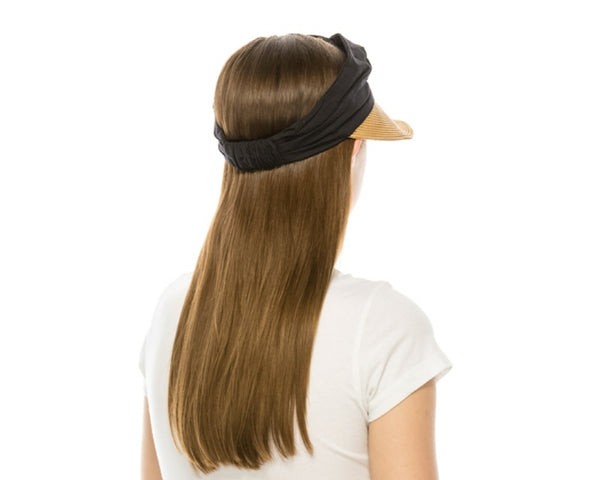 A543-STRETCHY HEADBAND STRAW VISOR