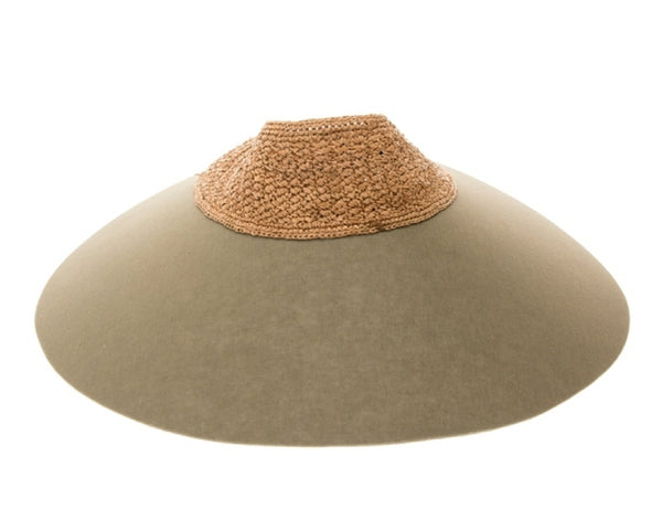 A544-OVERSIZED CROCHET RAFFIA & FABRIC VISOR