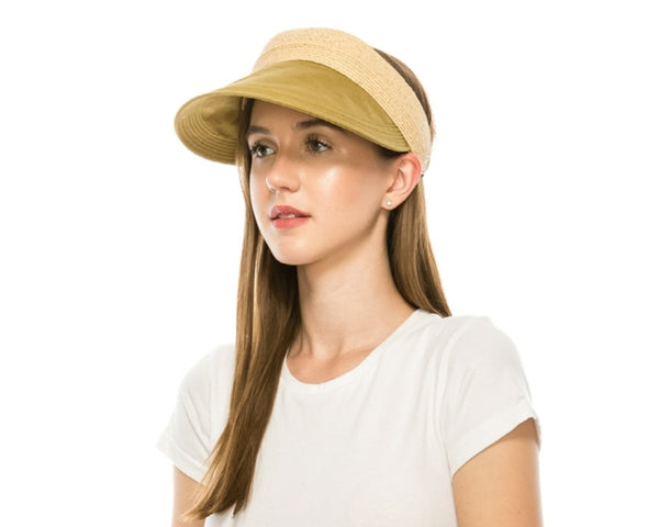 A545-RAFFIA & FABRIC SUN VISOR