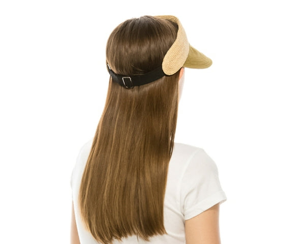 A545-RAFFIA & FABRIC SUN VISOR