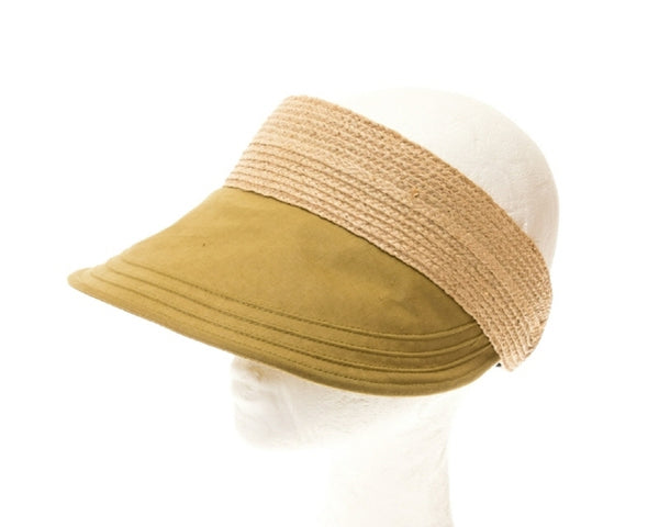 A545-RAFFIA & FABRIC SUN VISOR