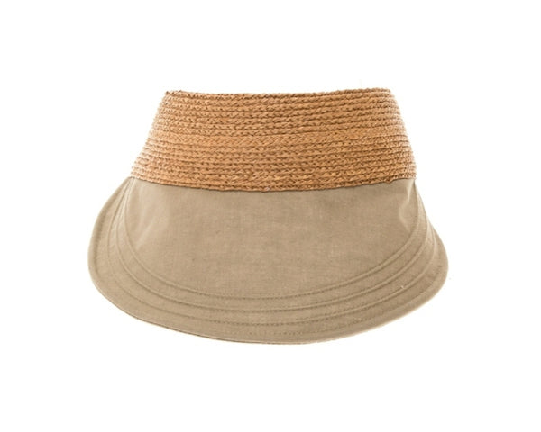 A545-RAFFIA & FABRIC SUN VISOR