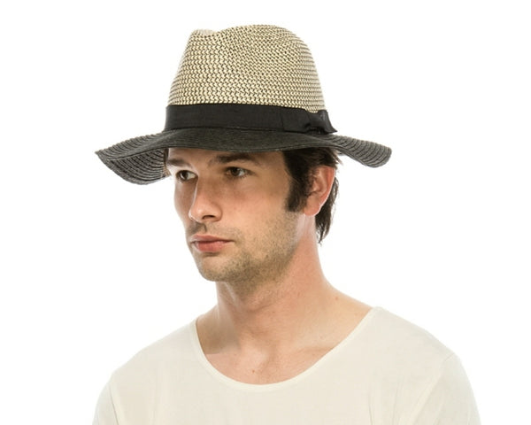 A550-TWEED CROWN STRAW PANAMA HAT