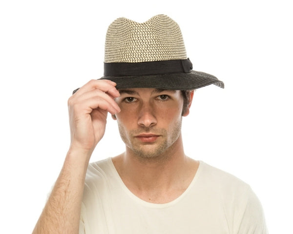 A550-TWEED CROWN STRAW PANAMA HAT