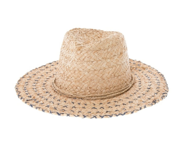 A552-RAFFIA PANAMA HAT W/ BRIM STITCHING