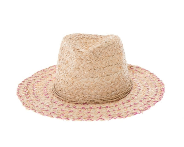 A552-RAFFIA PANAMA HAT W/ BRIM STITCHING