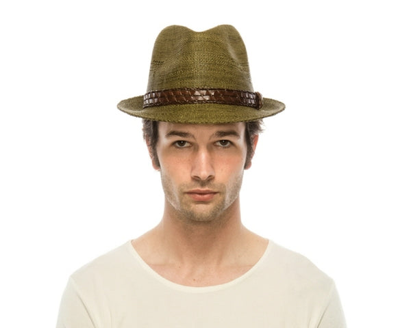 A554-WOVEN STRAW FEDORA WITH CUTOUTS