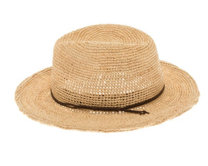 A569-FINE RAFFIA STRAW CROCHET PANAMA HAT