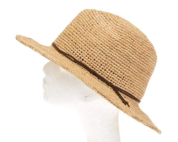 A569-FINE RAFFIA STRAW CROCHET PANAMA HAT